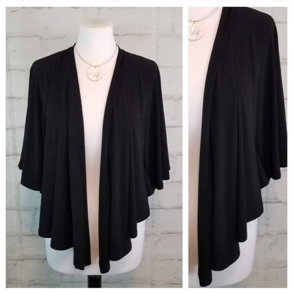 Tradition XL Black Open-Front Batwing Sleeve Shrug - Picture 3 of 6